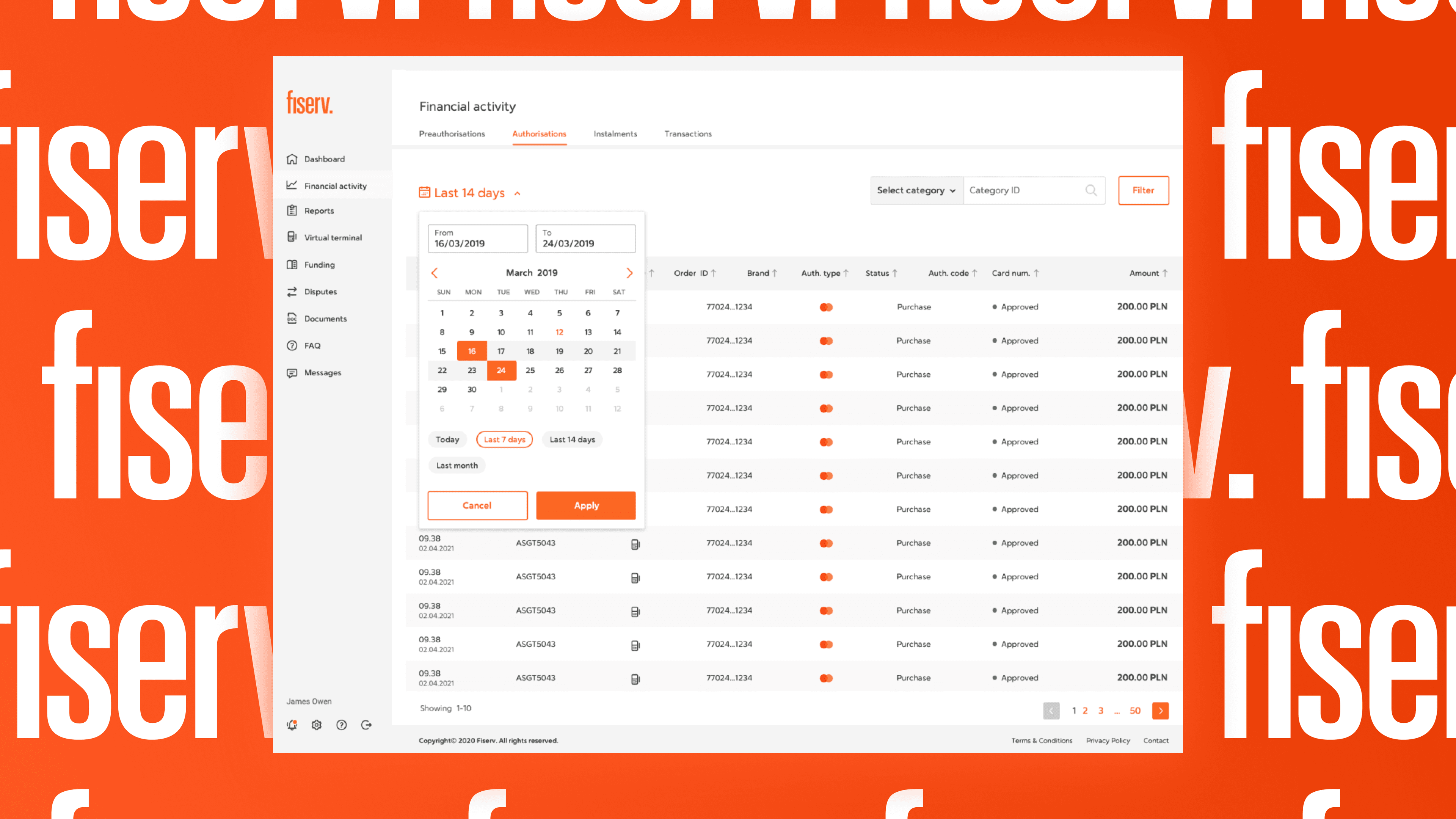 Fiserv product screens